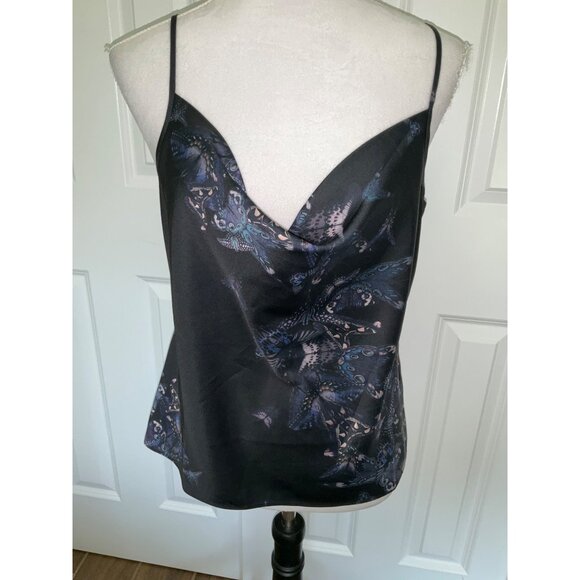 All Saints Hadley Butterfly Satin Tank Women's Black Size 6 - Picture 1 of 8